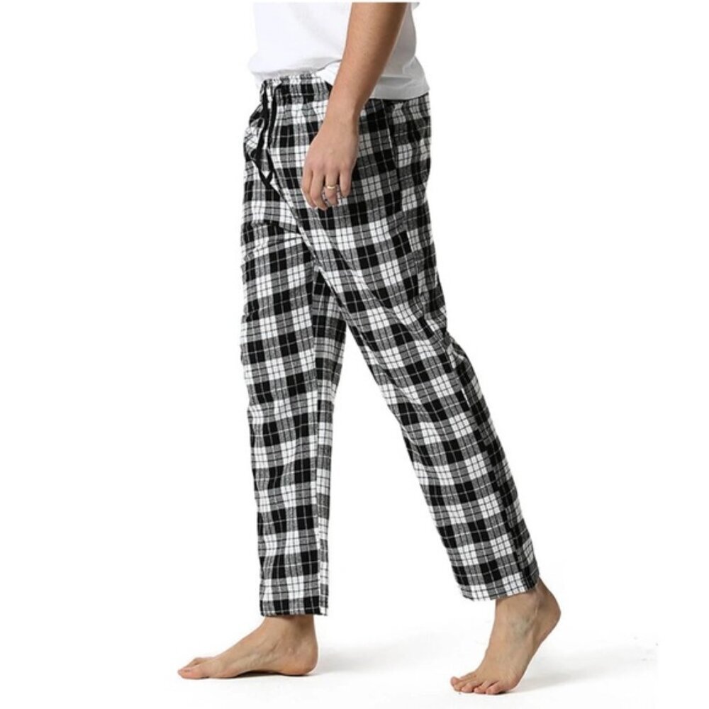 Old Navy Men’s Plaid Flannel Lounge Pants – Black & White, Size M